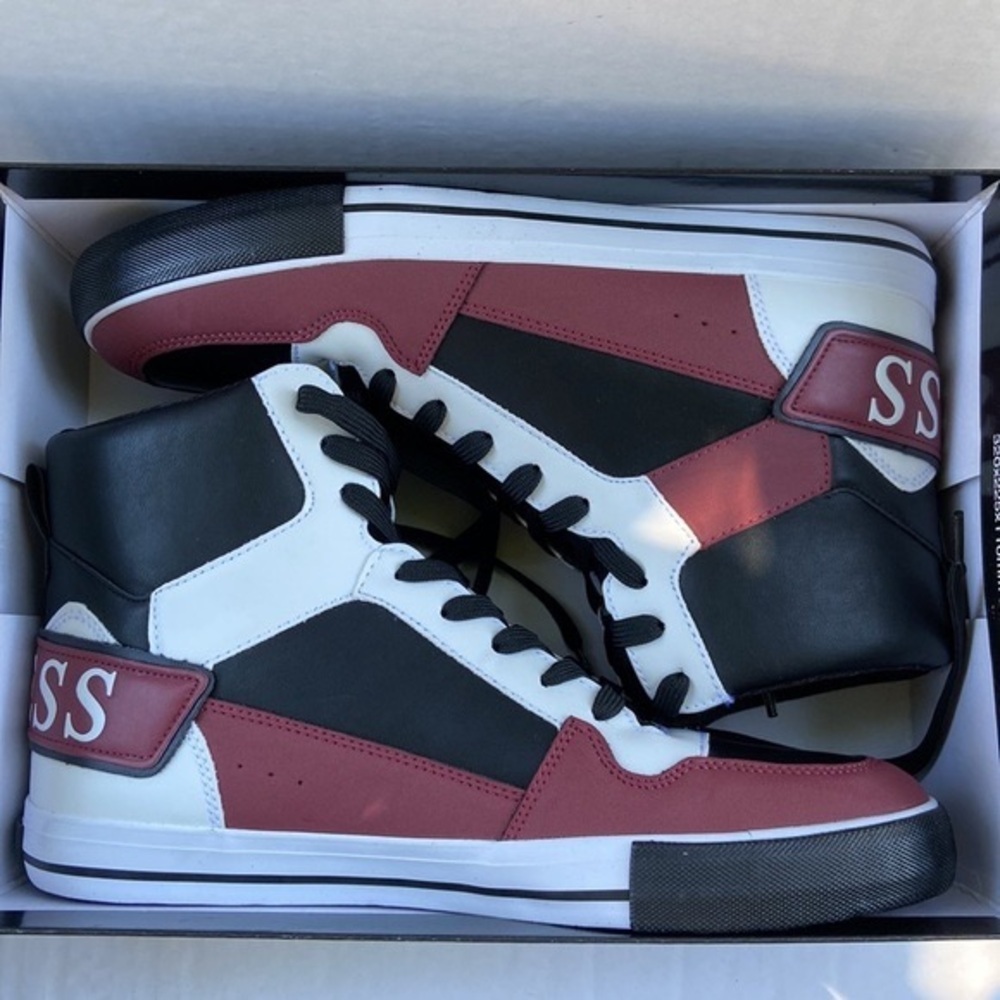 GUESS Men’s Pasq Sneakers Dark Red NEW - Picture 2 of 6